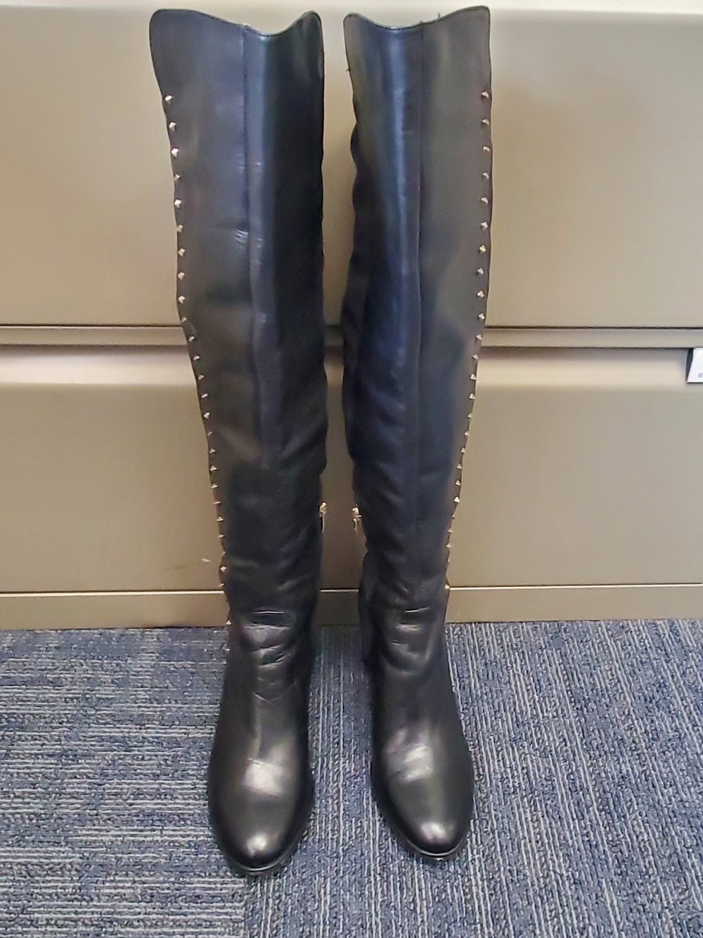 Marc Fisher Black Over-the-Knee Studded Boots